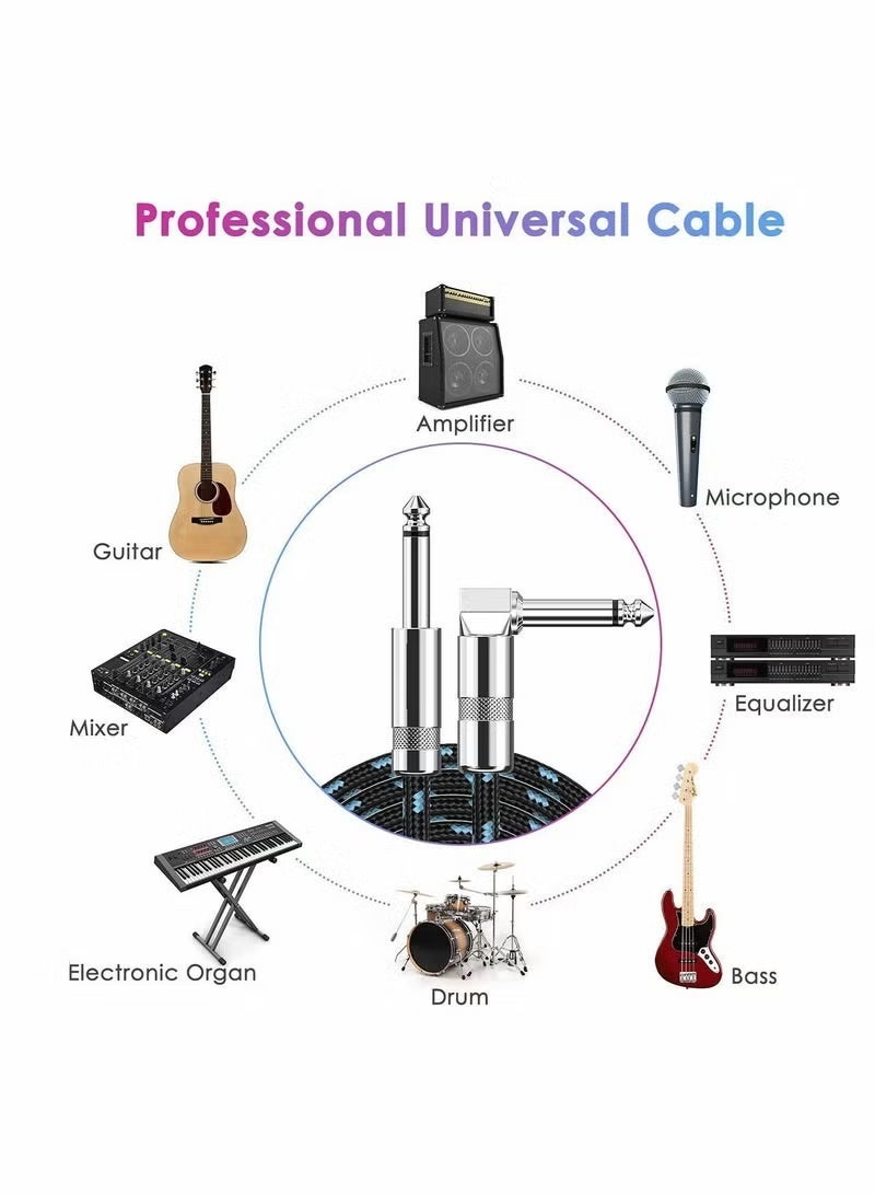 Ruili Guitar Cable, Professional Instrument Cable Electric Guitar AMP Cord, 1/4inch TS Cable for Guitar Bass Mandolin Keyboard and Pro Audio Right Angle 10FT, Black+Blue（1m） - Image 4